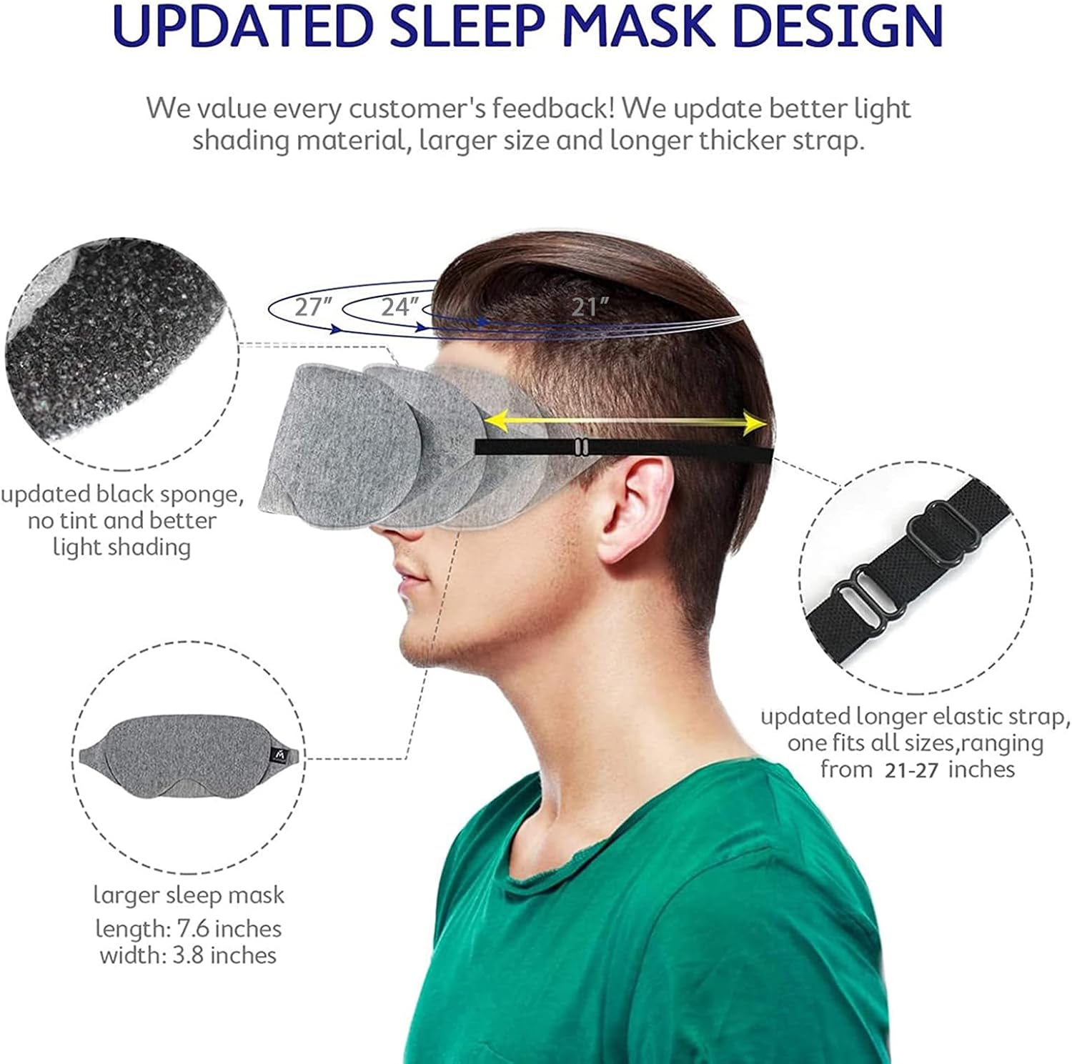 SD ML Grey Cotton Sleep Mask 